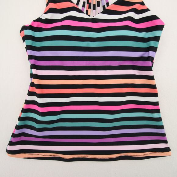 Raisins Tankini Swim Top Rainbow Stripe VNeck Racerback Padded Size Small NWT - Picture 3 of 11